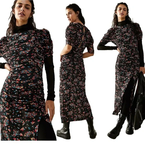 Free People | Briella Ruched Printed Midi Dress NWT - Picture 15 of 15